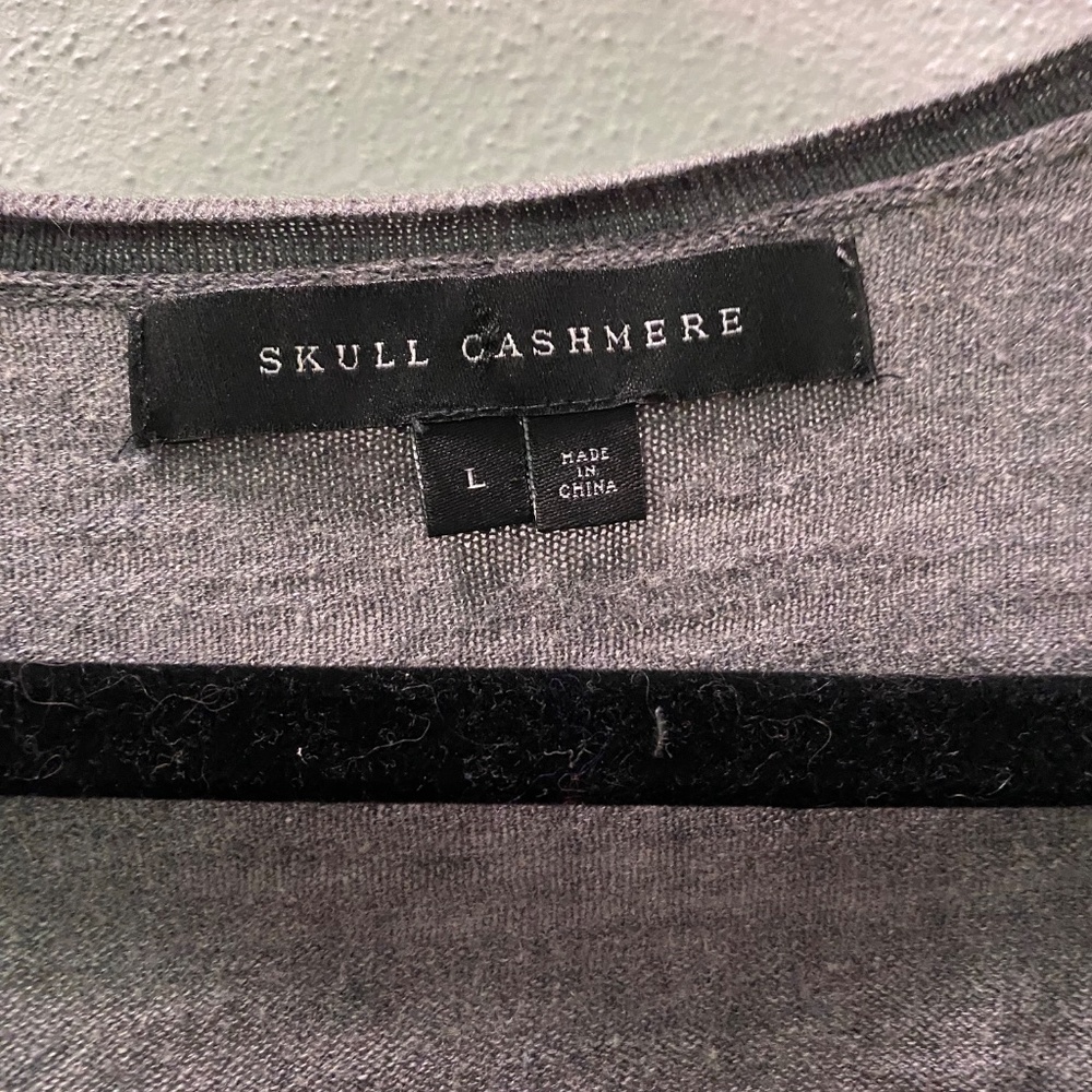 Skull Cashmere Cotton V-neck Large skulls butterflies hummingbirds flowers - Picture 5 of 8